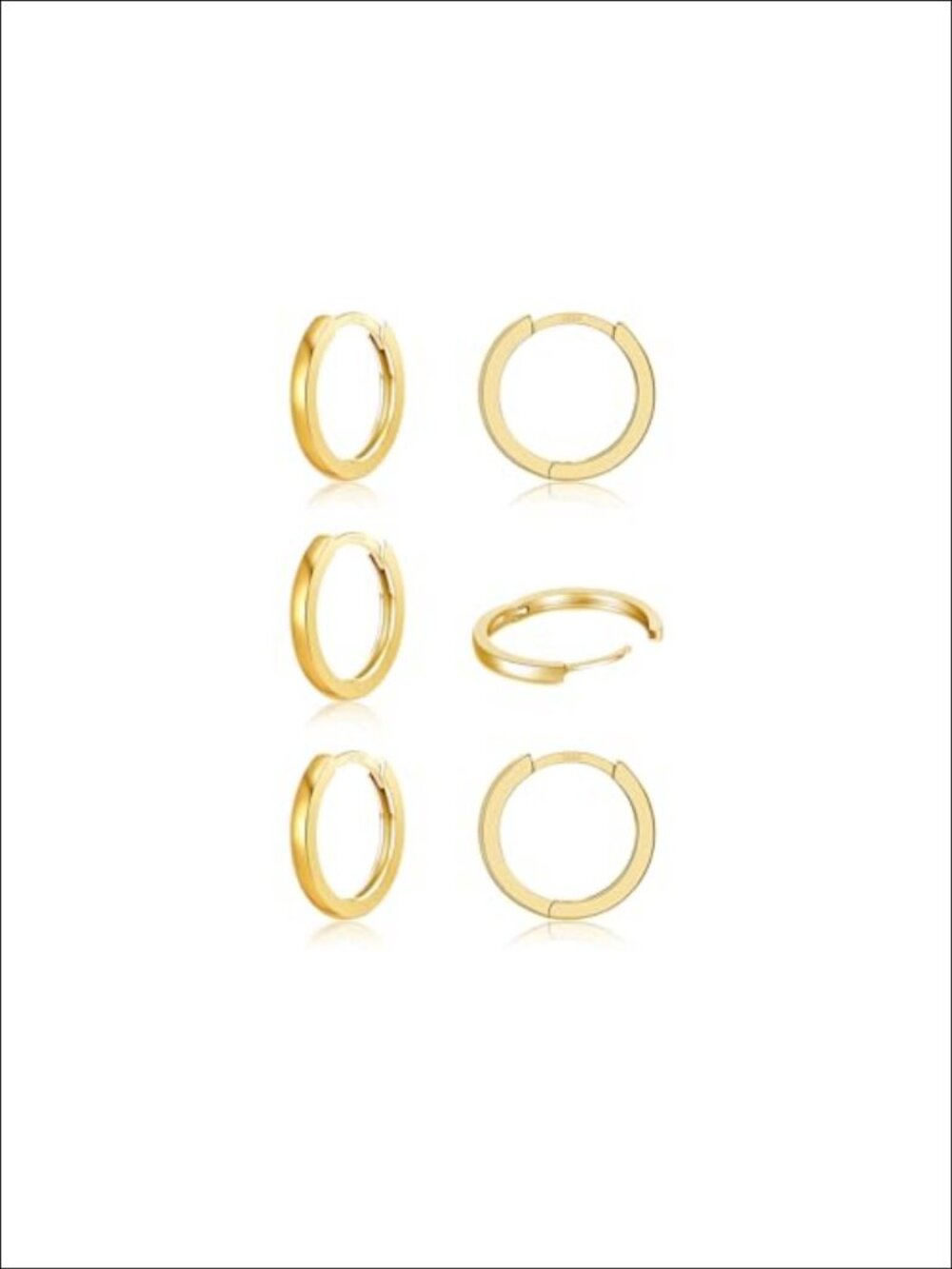 925 Sterling Silver Small Huggie Hoop Earrings Women Men 3 Pairs